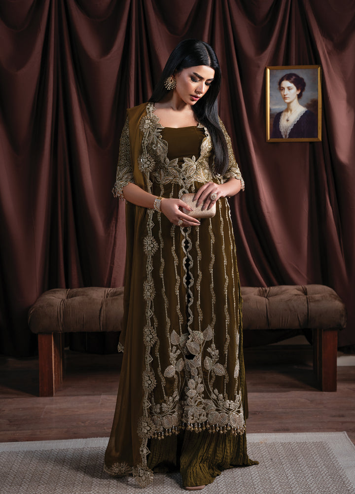 Solene By Faiza Faisal Embroidered Velvet Suits Unstitched 3 Piece FF25SV WS25-0447 - Festive Collection
