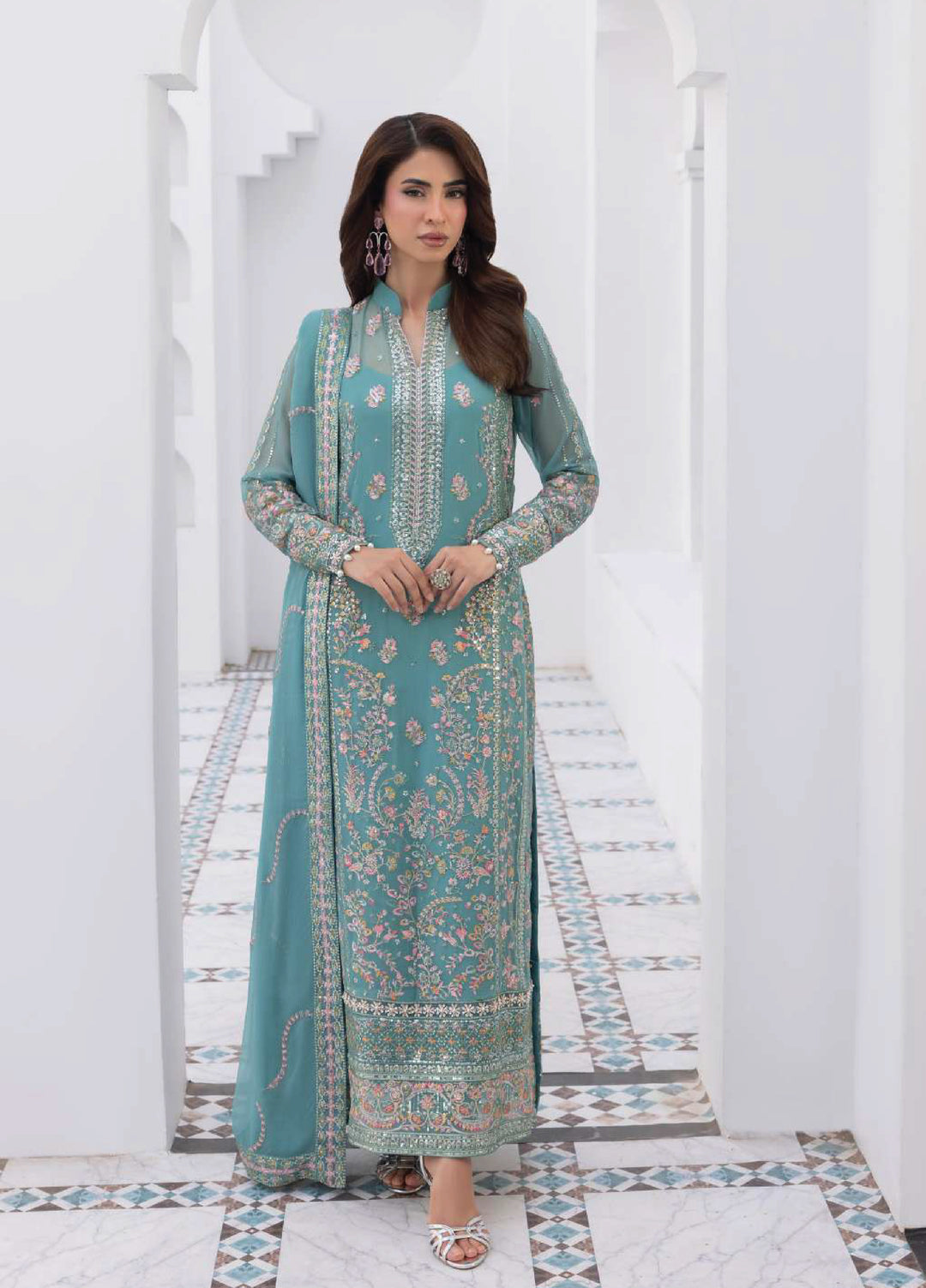 Maeri by Gulaal Unstitched Embroidered Chiffon 4 Piece Suit GL26UMC Desir D-49 - Festive Collection