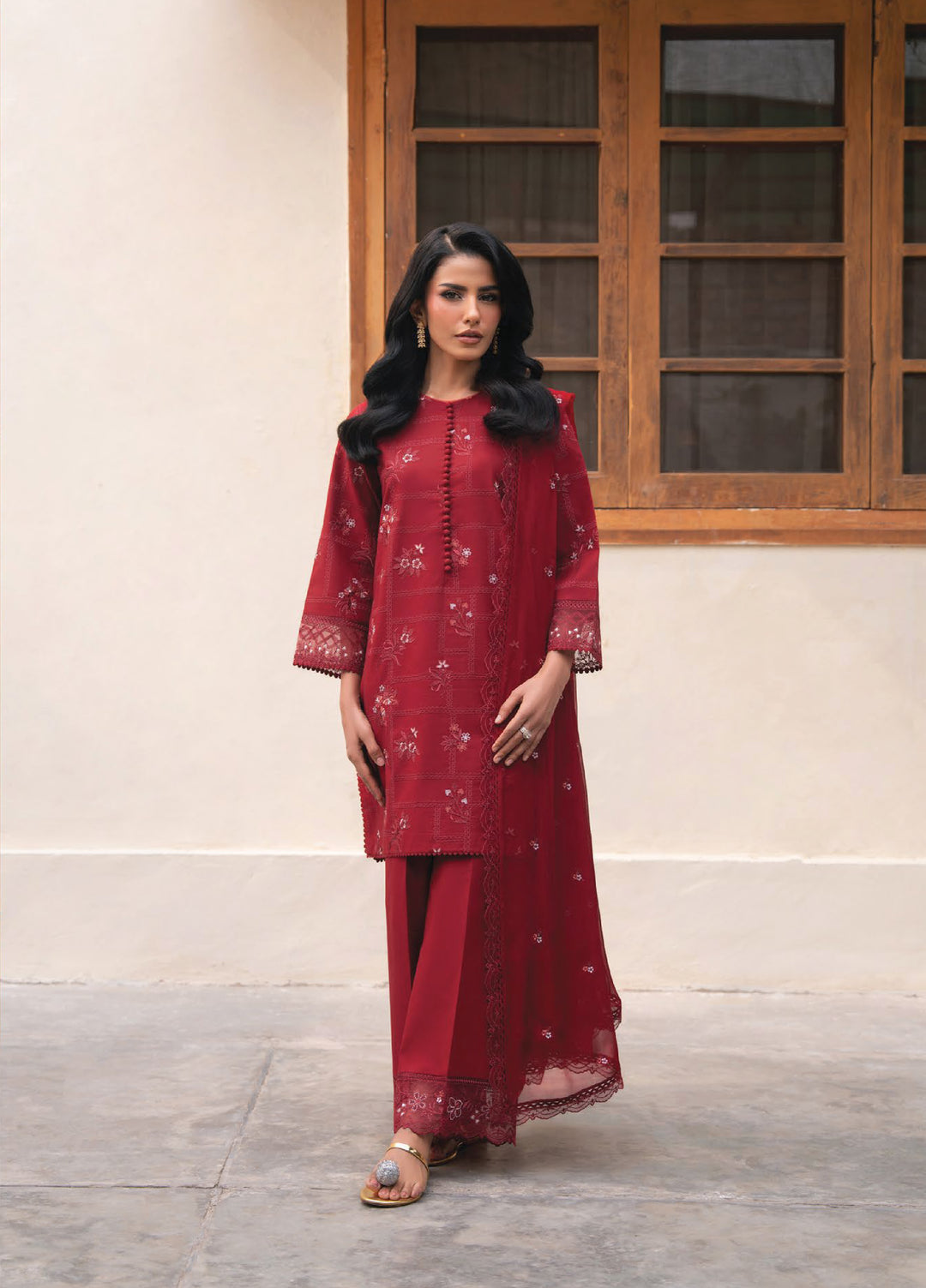 Lamhay by Seran Unstitched Embroidered Lawn 3 Piece Suit SN26ULL D4-Leeha - Eid Collection