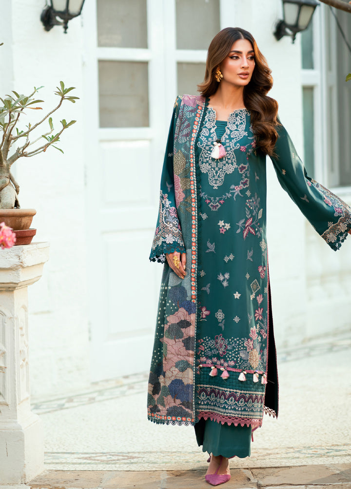 Florent Serenity Embroidered Woolen Shawls Unstitched Marina Twill Suits 3 Piece FL25WS FL-4A - Winter Collection