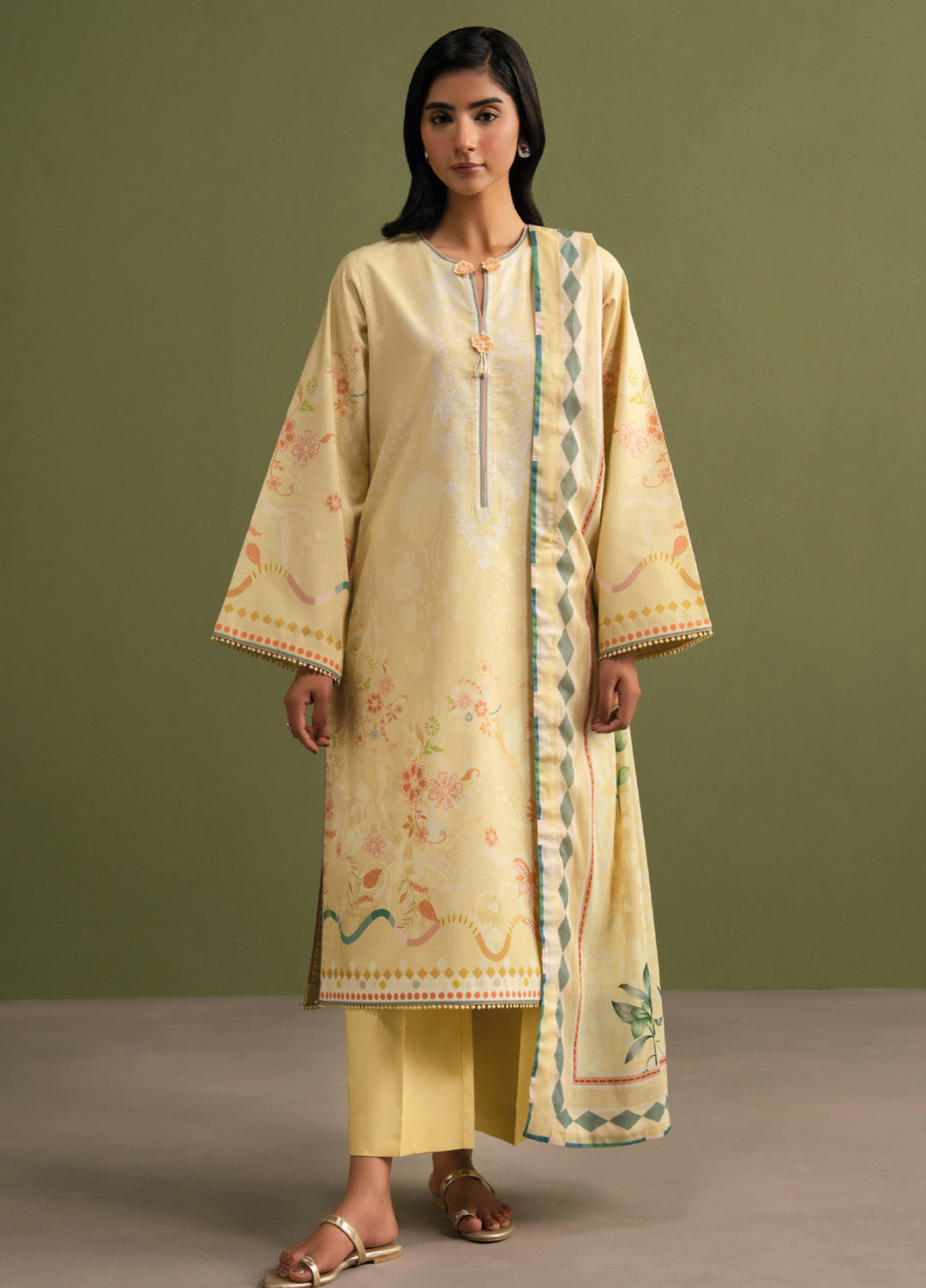 Seran Essentials Unstitched Printed Lawn 3 Piece Suit SN26UEL Alira D-03 - Summer Collection