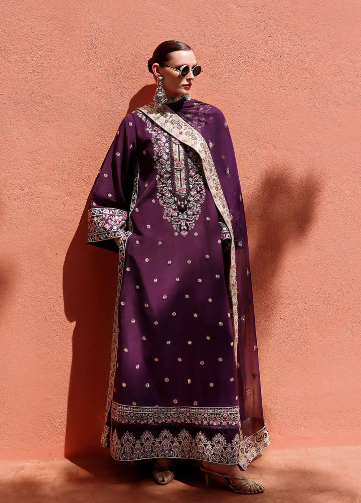 Nuvera Hemline by Mushq Unstitched Raw Silk Embroidered 3 Piece Suit MU26UNH D-8 Minerva - Festive Collection