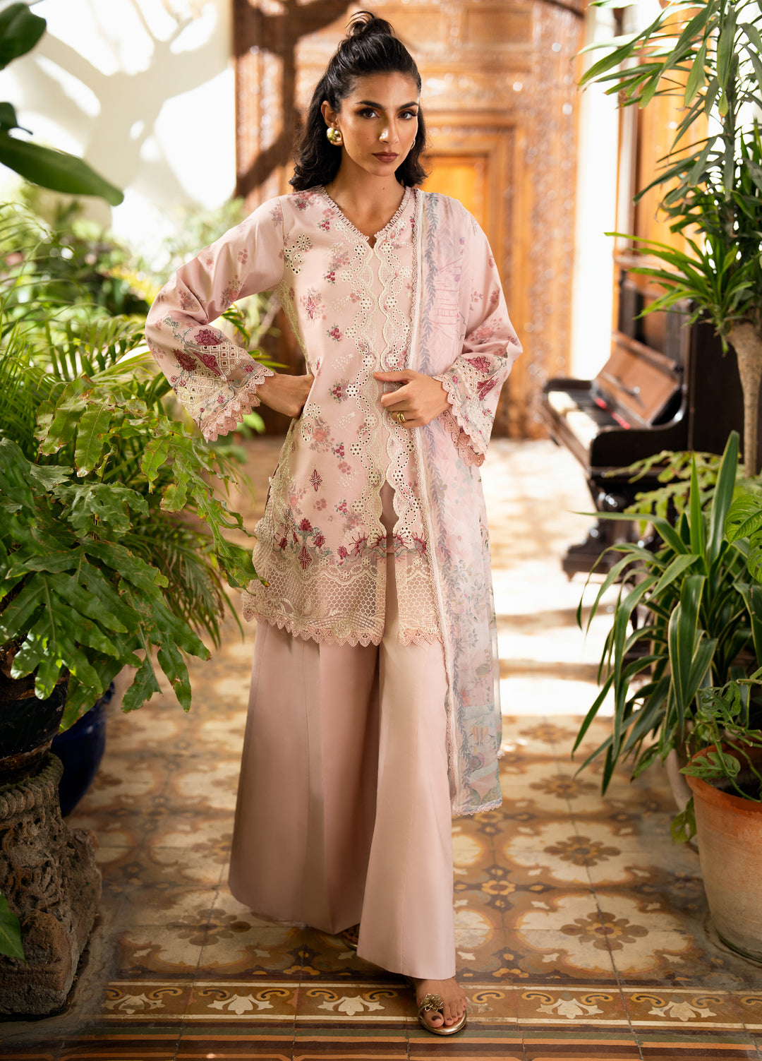Florent Unstitched Embroidered Luxury Lawn 3 Piece Suit FL26FLL FZ-5B - Eid Collection