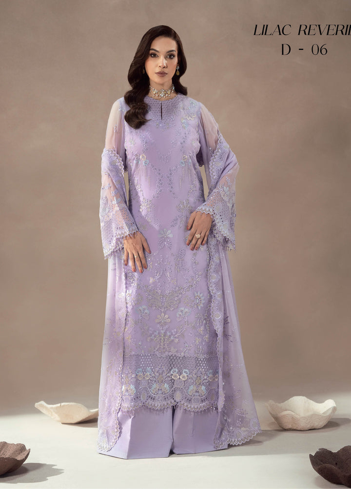 Afsanah by Lavish Premium Unstitched Chiffon Embroidered Suits 3 Piece LV25AC LILAC REVERIE-06 - Festive Collection