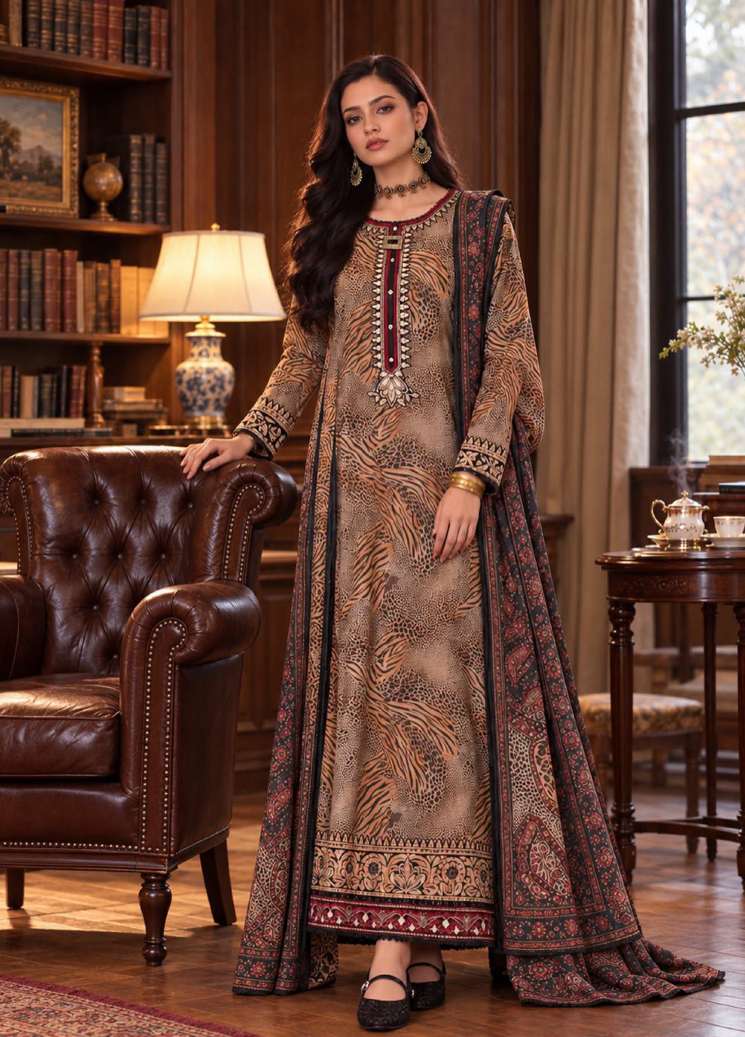 Noor by Saadia Asad Unstitched Printed Linen 3 Piece Suit SA26UNL D1 B - Winter Collection