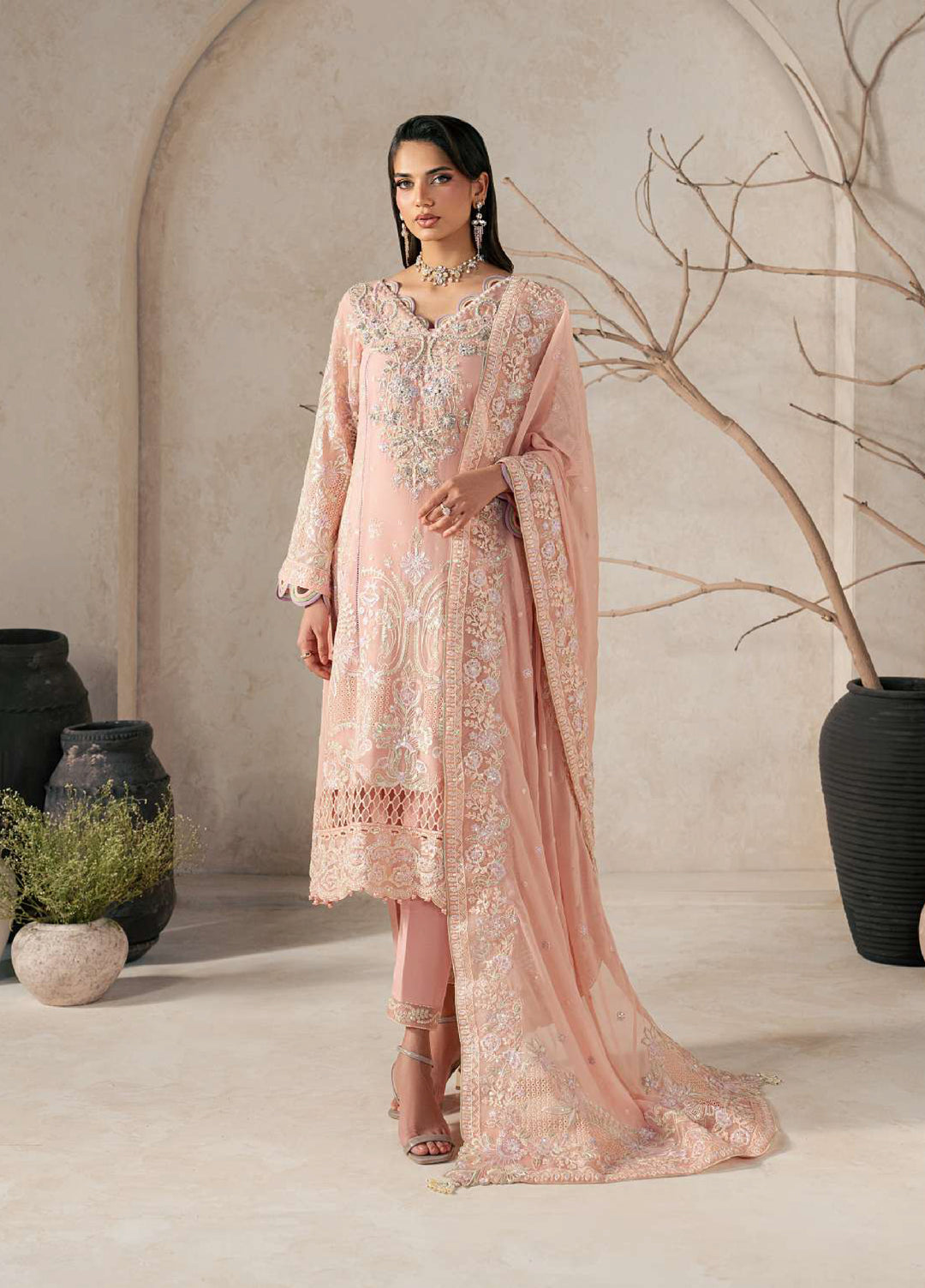 Gulaal Unstitched Embroidered Chiffon 3 Piece Suit GL26ULW Julian D-53 - Wedding Collection