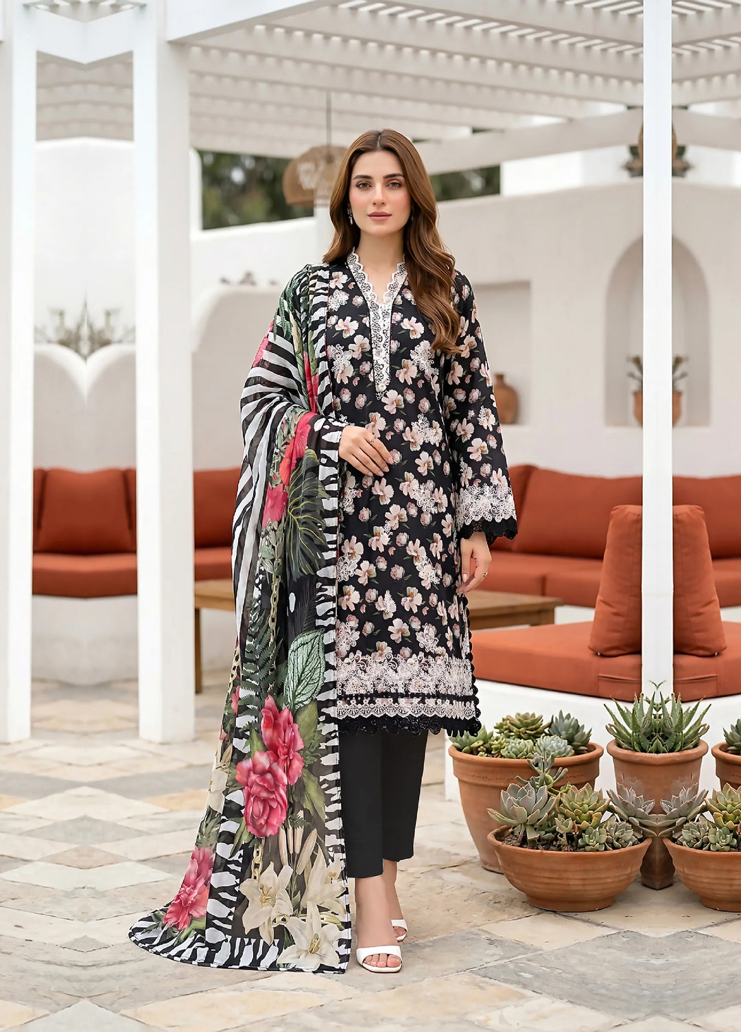 Komal by Lakhany Unstitched Embroidered Lawn 3 Piece Suit LSM26ULK LG-UB-0353 - Summer Collection