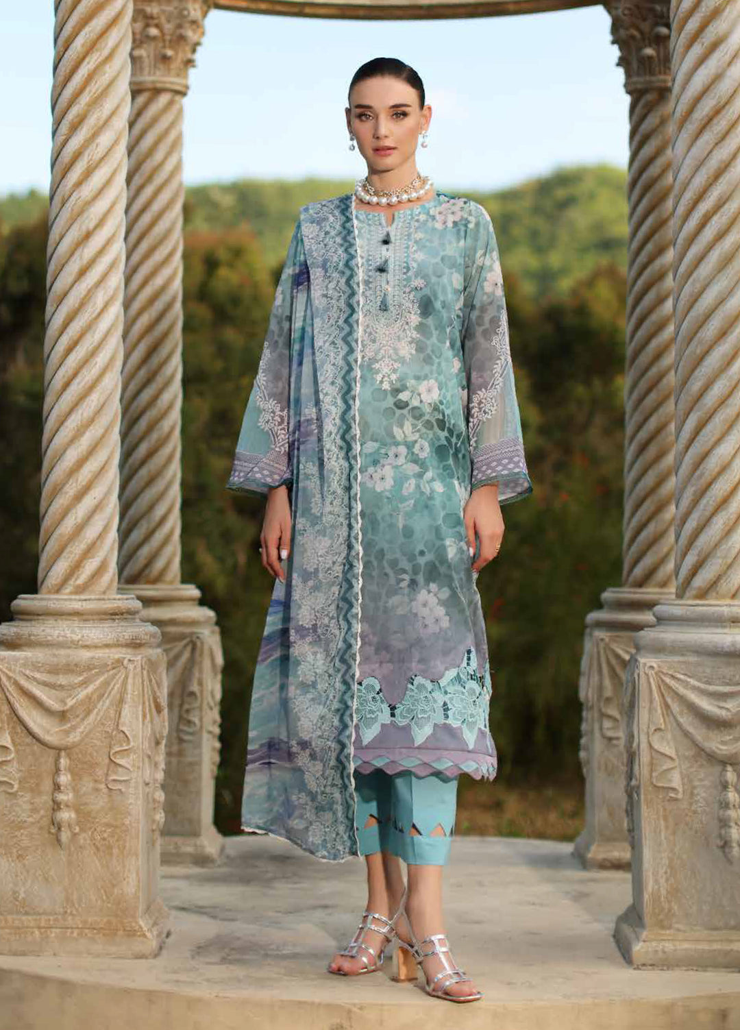 Signature Prints by Nureh Unstitched Embroidered Swiss Lawn 3 Piece Suit NU26SSL SP-196 - Festive Collection