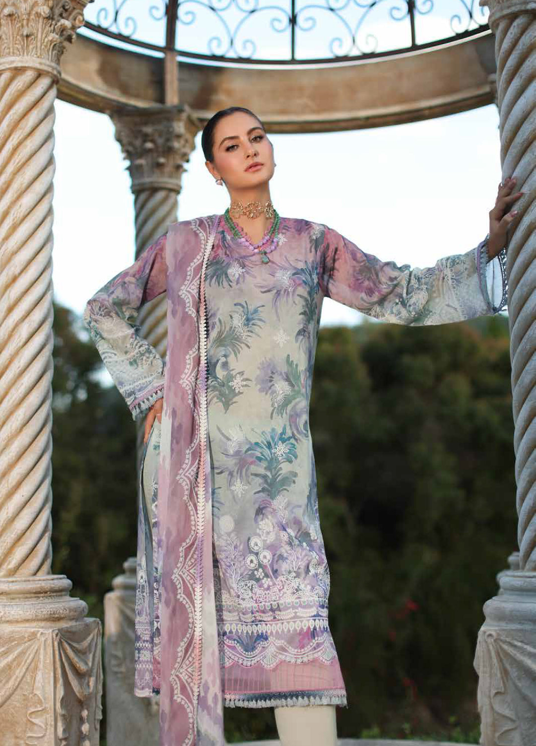 Signature Prints by Nureh Unstitched Embroidered Swiss Lawn 3 Piece Suit NU26SSL SP-199 - Festive Collection