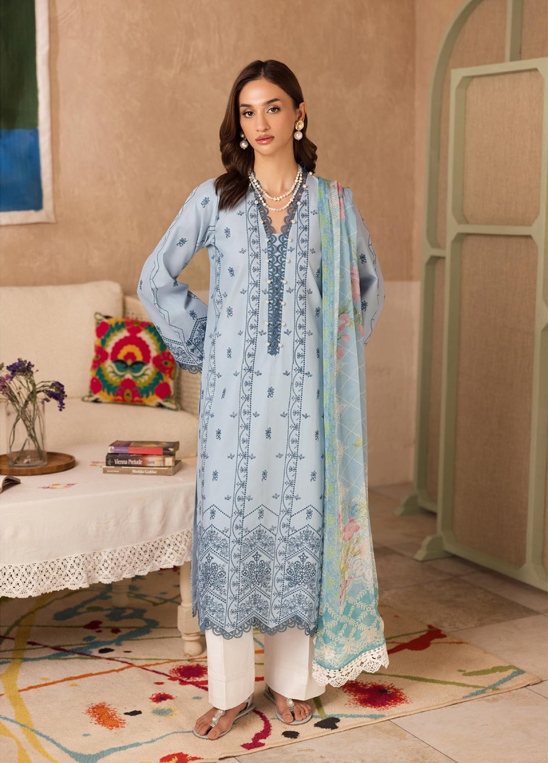 Nissa by Rajbari Unstitched Chikankari Embroidered Lawn 3 Piece Suit RB26UNCL D-12 - Summer Collection