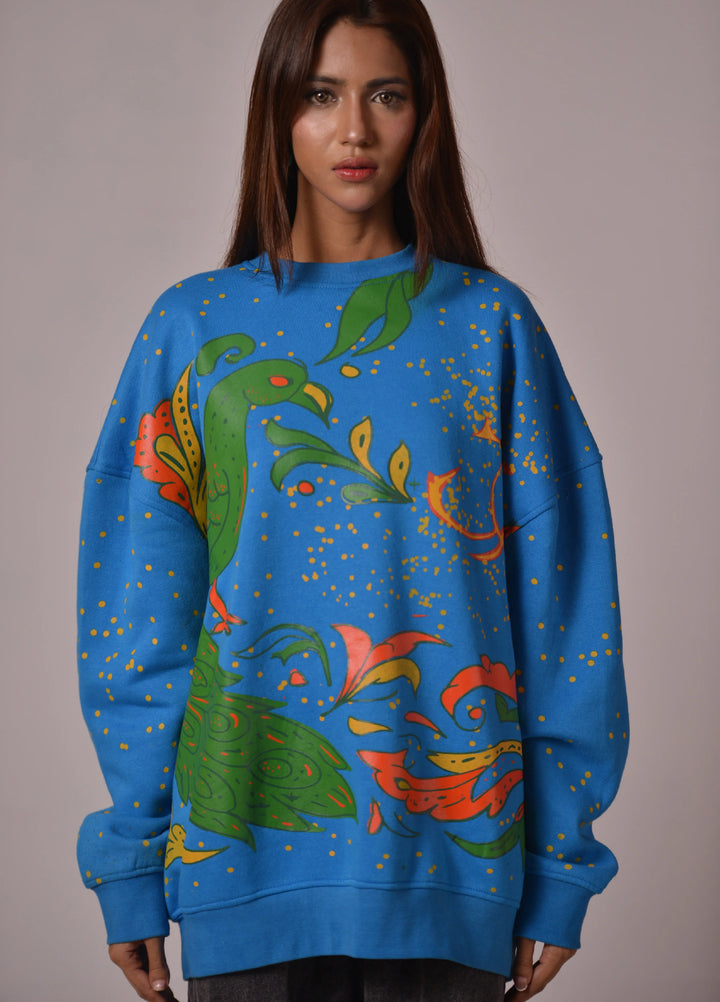 Movement Unisex Western 1 Piece Printed Fleece Peacock Atlas Sweat-shirt - Winter Collection
