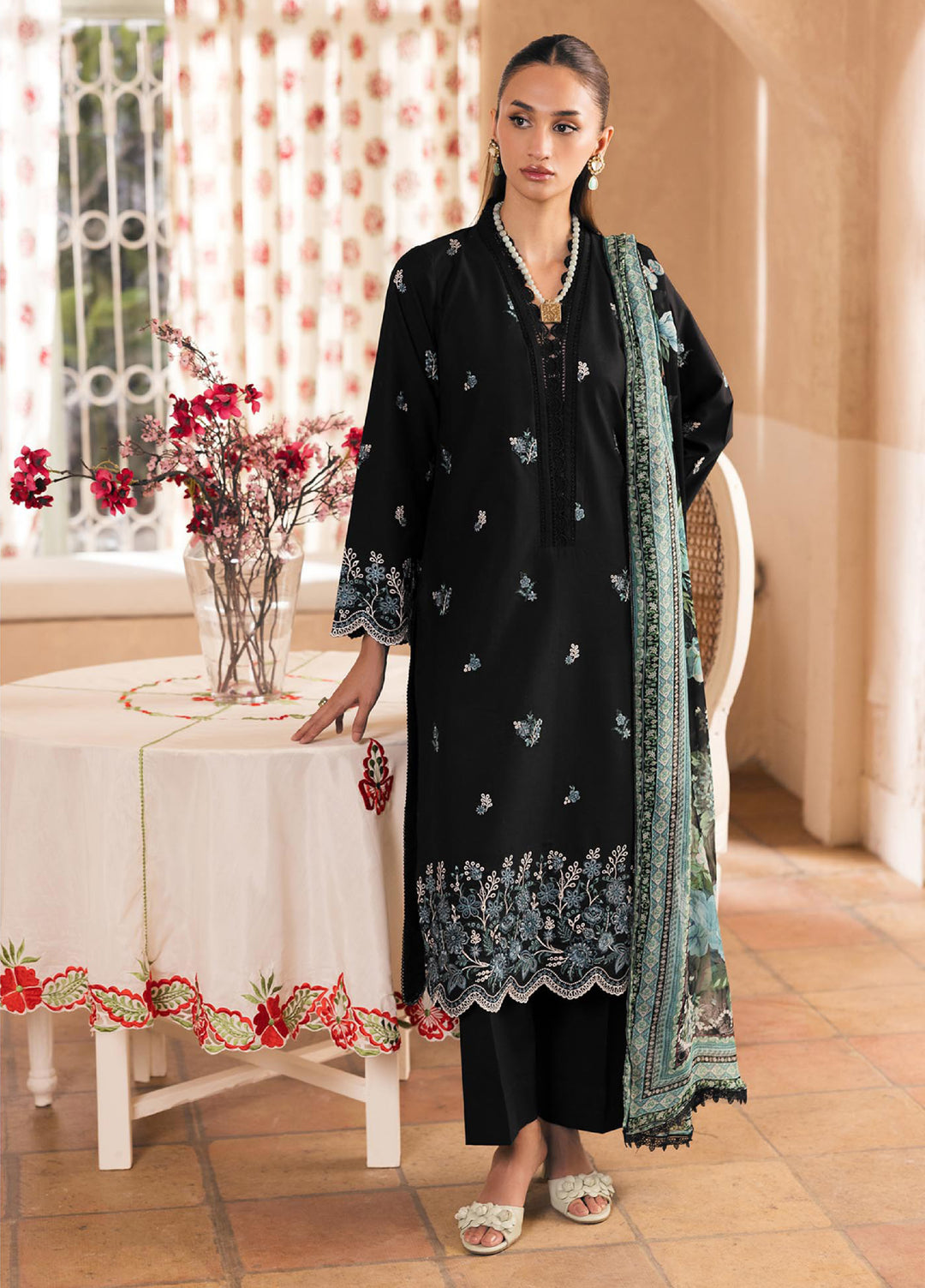 Nissa by Rajbari Unstitched Chikankari Embroidered Lawn 3 Piece Suit RB26UNCL D-5 - Summer Collection