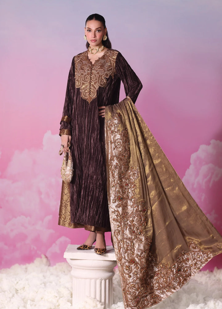 Mount Olypus by Musferah Saad Pret Embroidered Velvet 3 Piece Bronze Legacy - Festive Collection