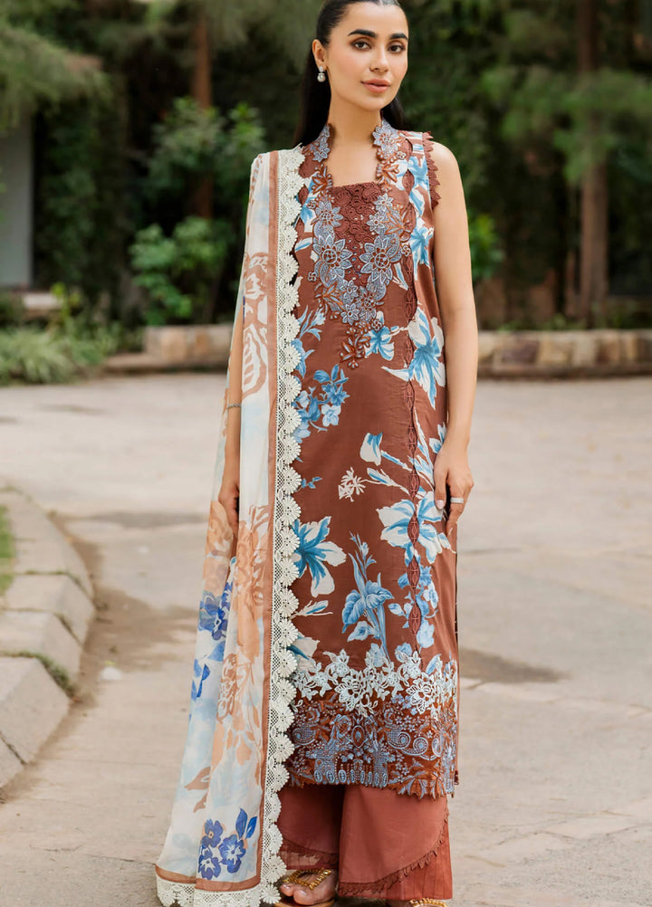 Meraki by Asifa and Nabeel Unstitched Embroidered Lawn 3 Pcs Suit AN26UM MSSL-08 sun kissed sand - Summer