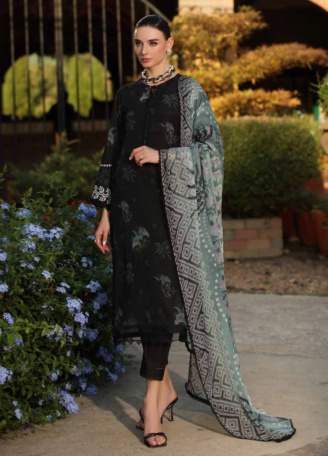 Signature Prints by Nureh Unstitched Embroidered Swiss Lawn 3 Piece Suit NU26SSL SP-198 - Festive Collection