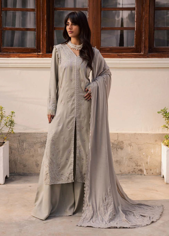 Nureh Exclusive Unstitched Luxury Leather Peach Embroidered Suits 3 Piece NU25EL NE-214 - Winter Collection