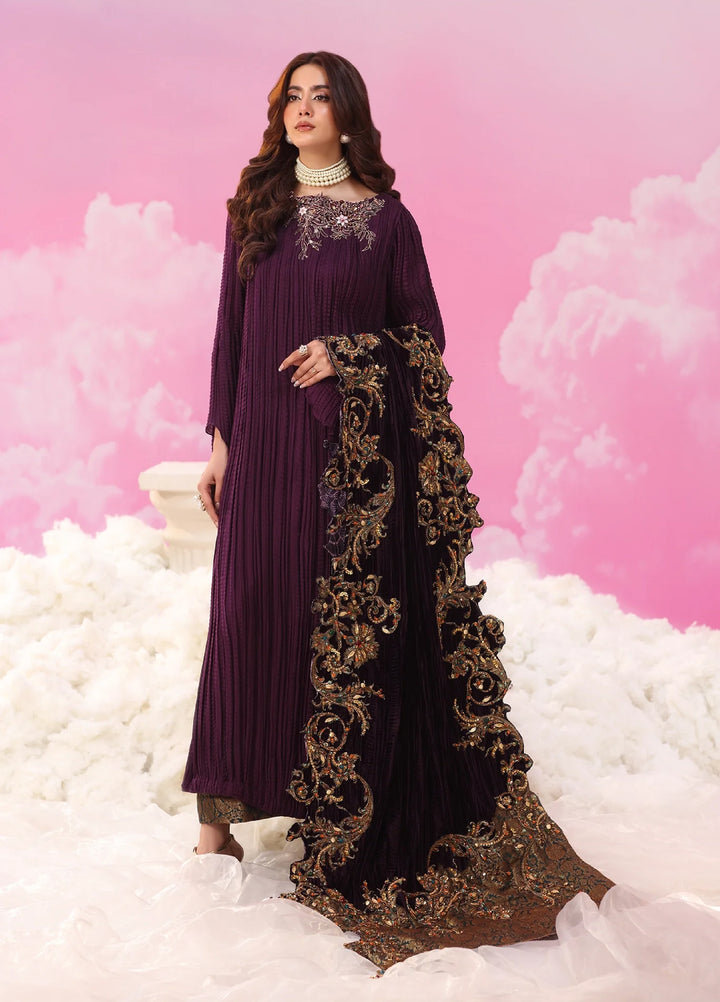 Mount Olypus by Musferah Saad Pret Embroidered Chiffon 3 Piece Amethyst Majesty - Festive Collection
