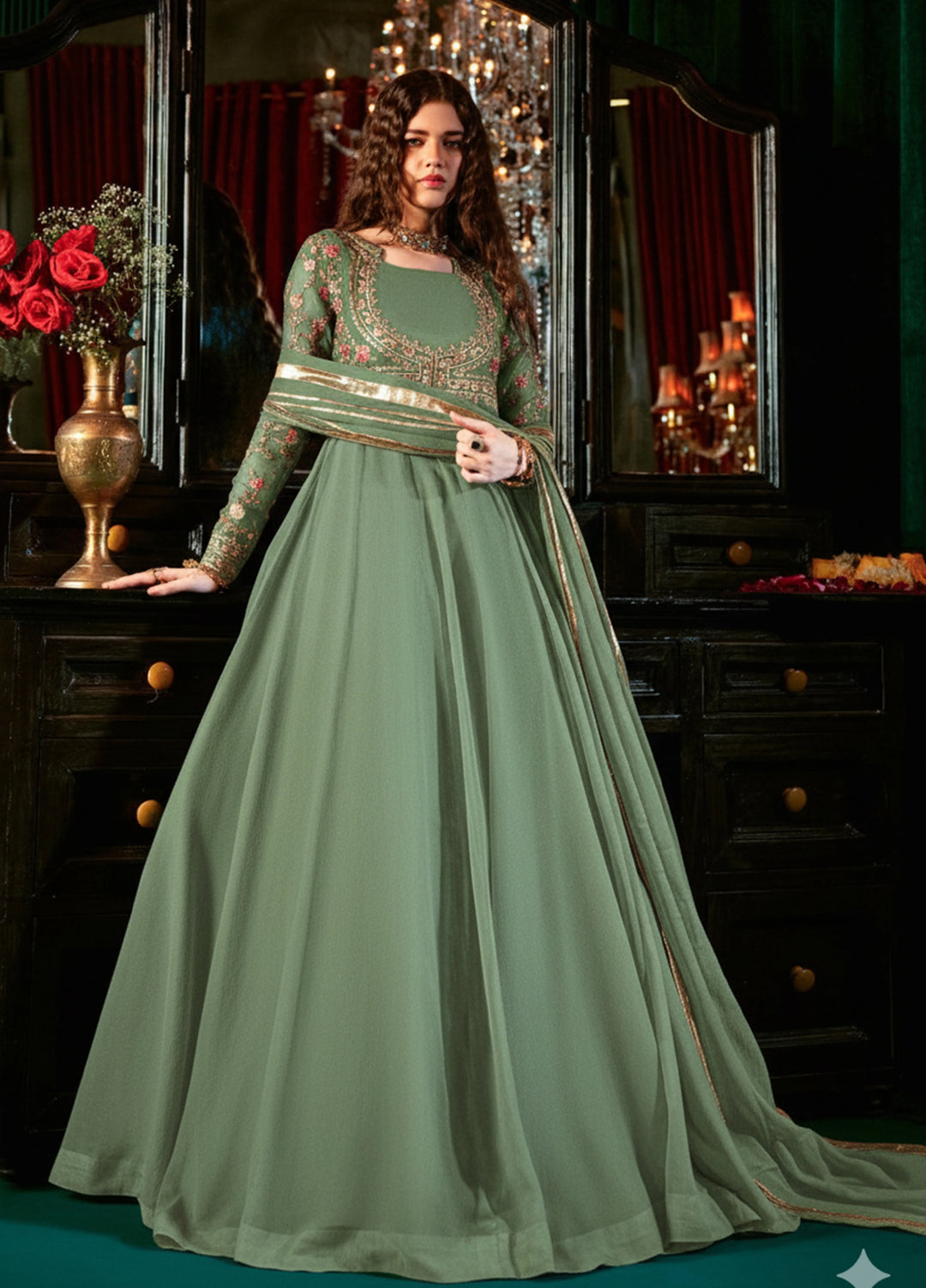 Aura by Haniumaimaz RTW Embroidered Chiffon 2 Piece Suit HUM26RCA AROOSHA - Festive Collection