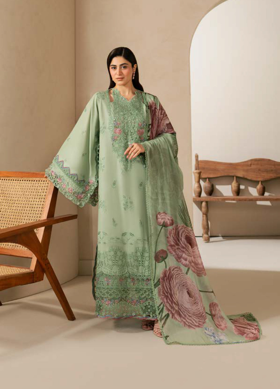 E-Craft by Elaf Unstitched Printed Lawn 3 Piece Suit EHC-4B Aloe - Casual Collection