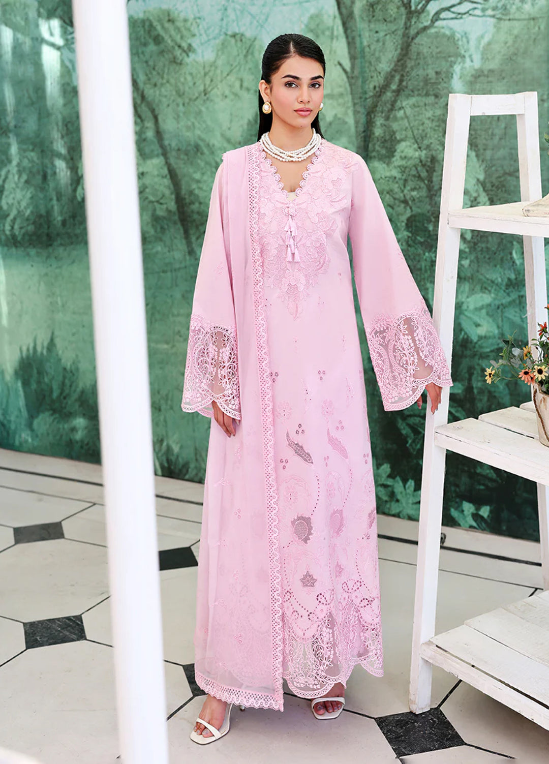 Veil of Summer by Roheenaz Unstitched Embroidered Luxury Lawn 3 Piece Suit RN26UVS 406 AURORA LIGHT - Eid Collection
