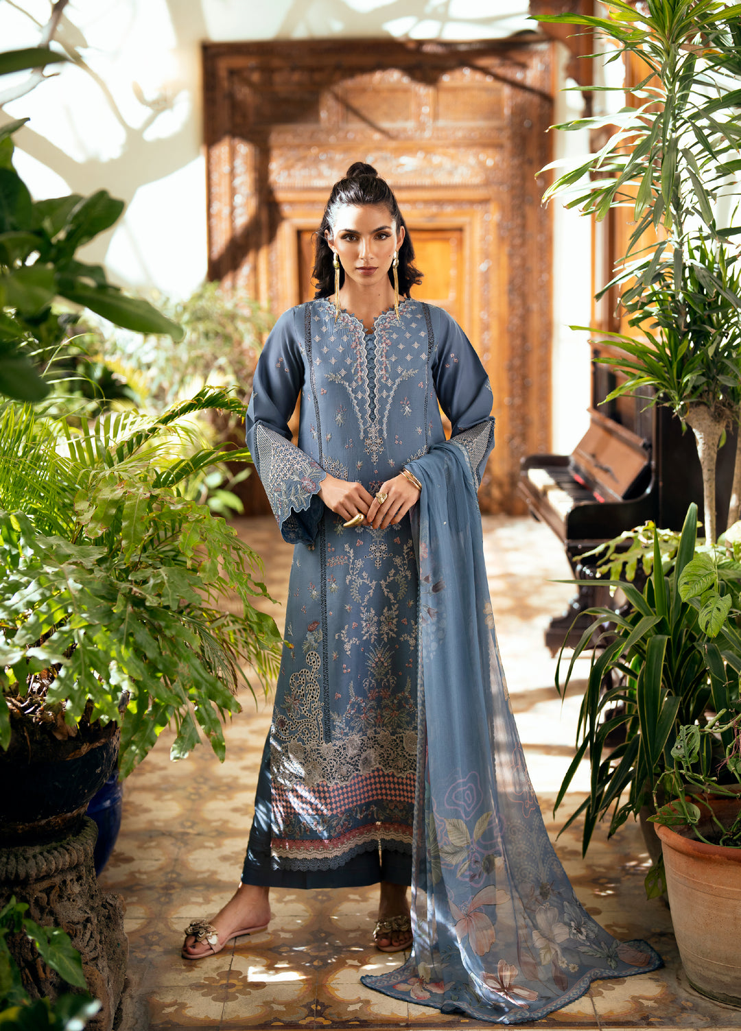 Florent Unstitched Embroidered Luxury Lawn 3 Piece Suit FL26FLL FZ-4B - Eid Collection