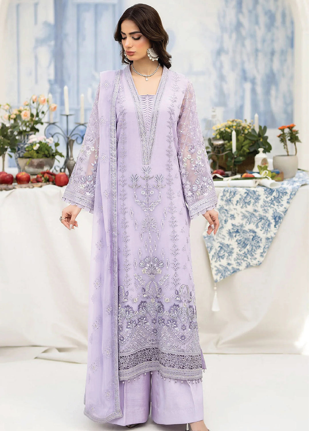 Lavish Premium Unstitched Embroidered Chiffon 3 Piece Suit Kashni - Wedding Collection