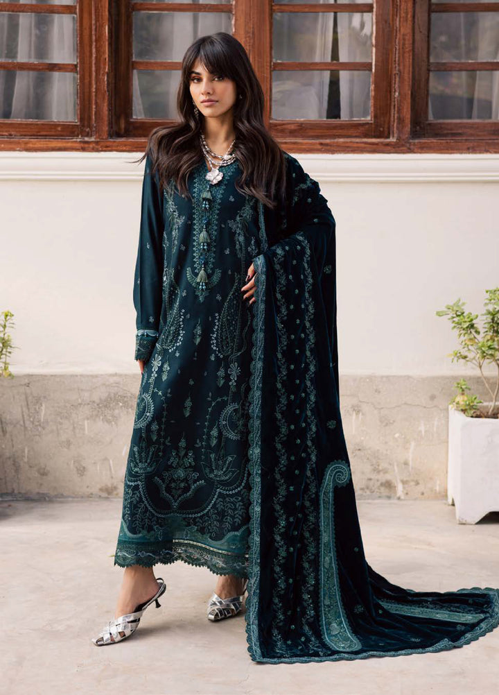 Nureh Exclusive Unstitched Luxury Leather Peach Embroidered Suits 3 Piece NU25EL NE-213 - Winter Collection