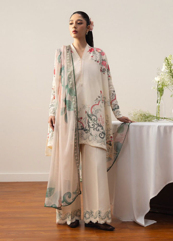 Coco by Zara Shahjahan Unstitched Printed Lawn 3 Piece Suit CZS26ULV REI-9B - Summer Collection