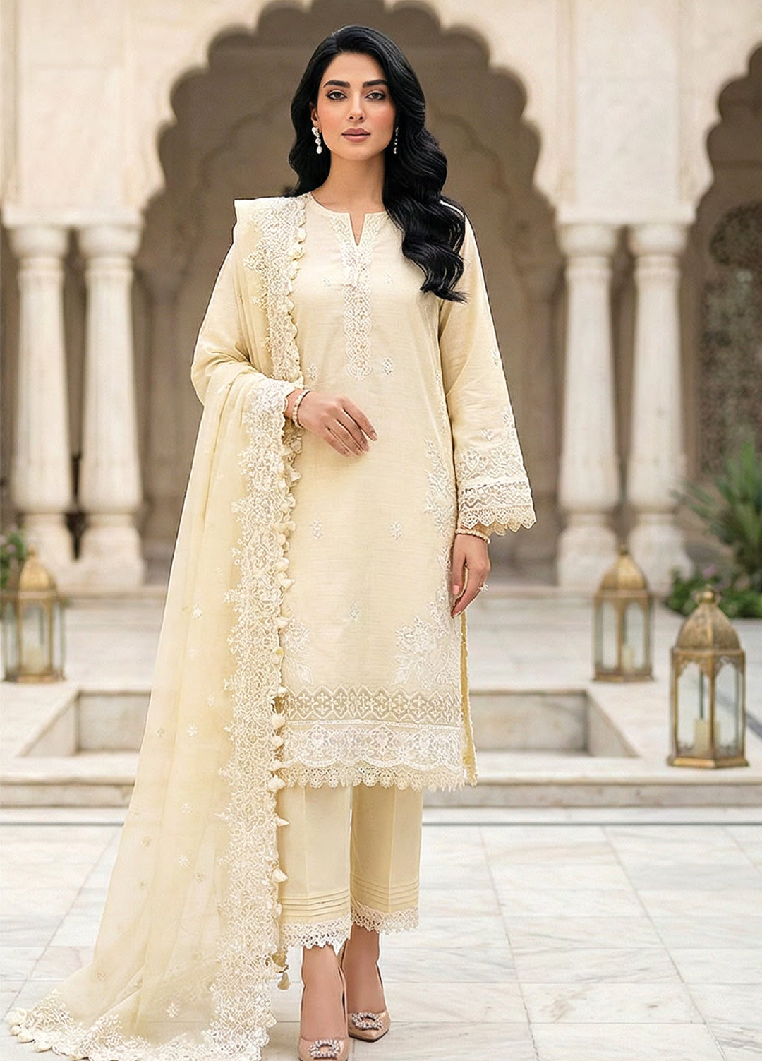 Lakhany Unstitched Embroidered Dobby Jacquard 3 Piece Suit LSM26UJE LG-IZ-0592 - Eid Collection