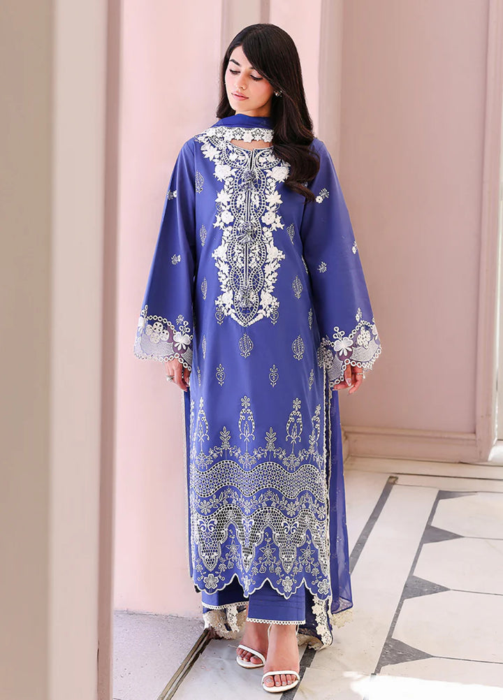 Veil of Summer by Roheenaz Unstitched Embroidered Luxury Lawn 3 Piece Suit RN26UVS 405 BLANC MIRAGE - Eid Collection