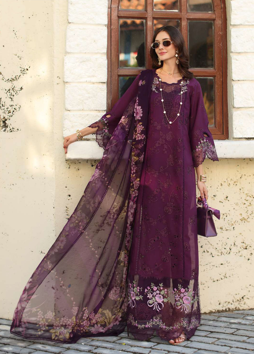 Noor Luxe by Saadia Asad Unstitched Embroidered Lawn 3 Piece Suit SA26UNL D-5A - Summer Collection
