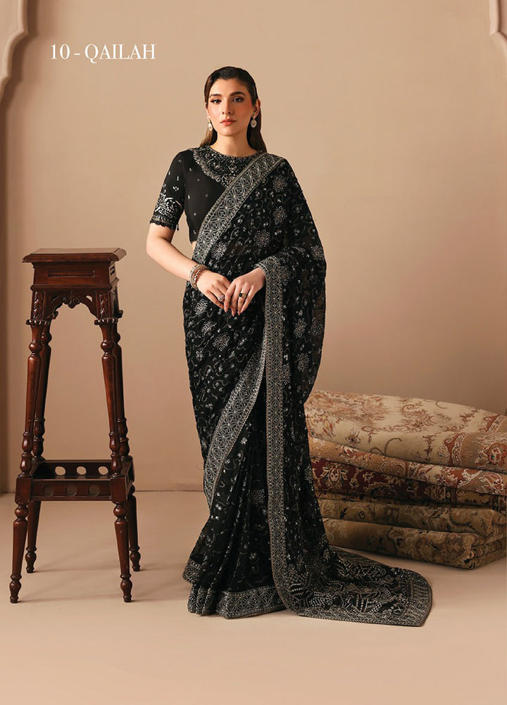 Neorah by Xenia Formals Unstitched Raw Silk Embroidered Saree XE26UN D-10 QAILAH - Festive Collection