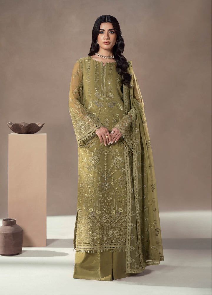Afsanah by Lavish Premium Unstitched Chiffon Embroidered Suits 3 Piece LV25AC SAGE EMPRESS-05 - Festive Collection