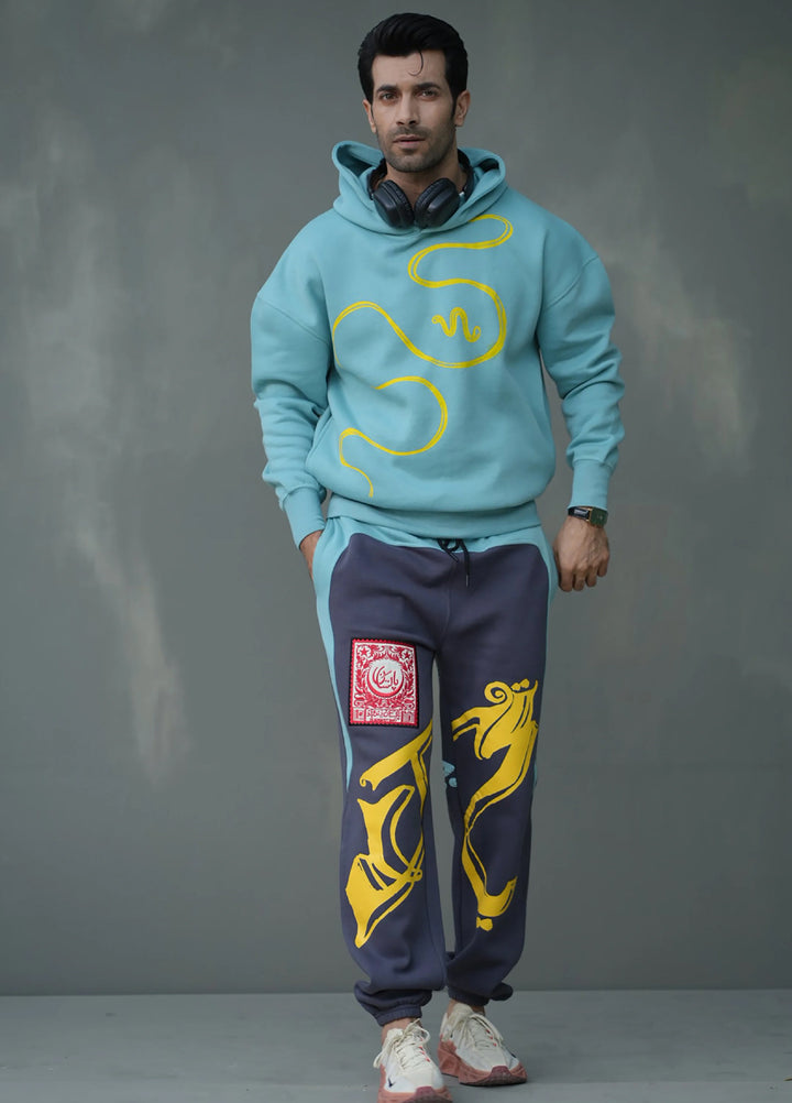 Movement Unisex Western 1 Piece Printed Fleece Calligraphy Patch Sweatpants - Winter Collection