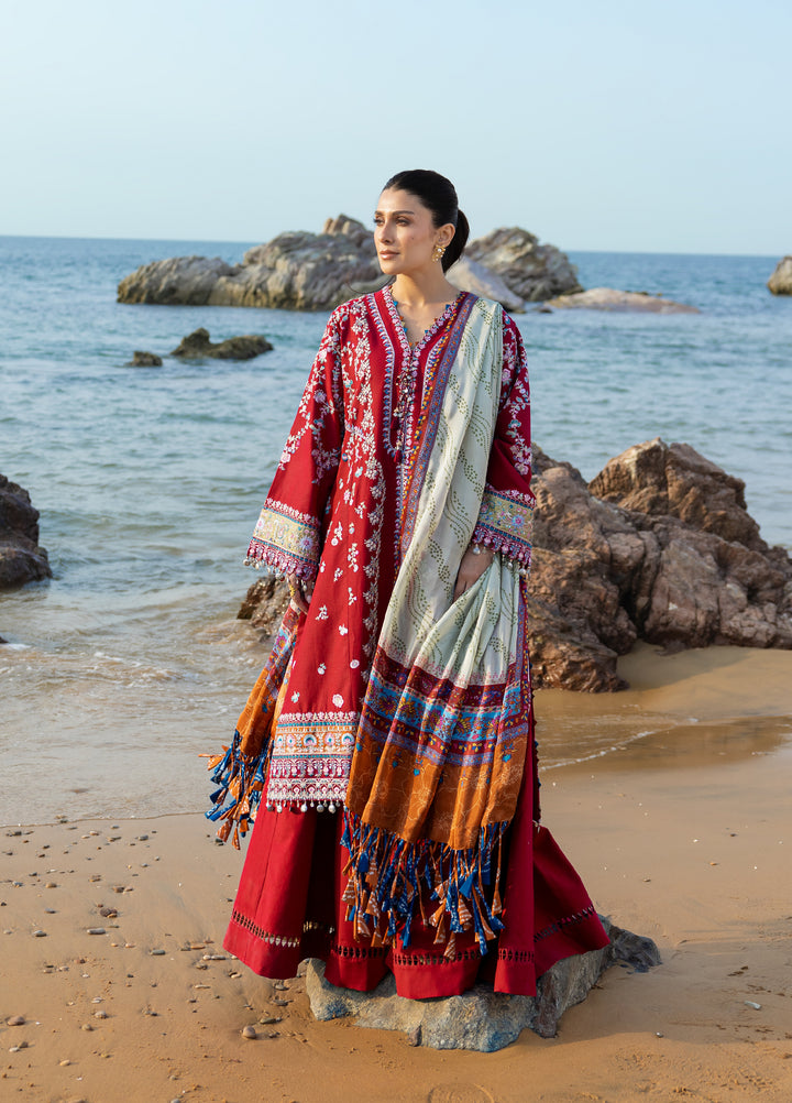 Siraa by Sadaf Fawad Khan Unstitched Embroidered Luxury Lawn 3 Piece Suit SDF26USL Aatish - Festive Collection