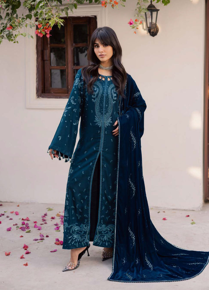 Nureh Exclusive Unstitched Luxury Leather Peach Embroidered Suits 3 Piece NU25EL NE-210 - Winter Collection