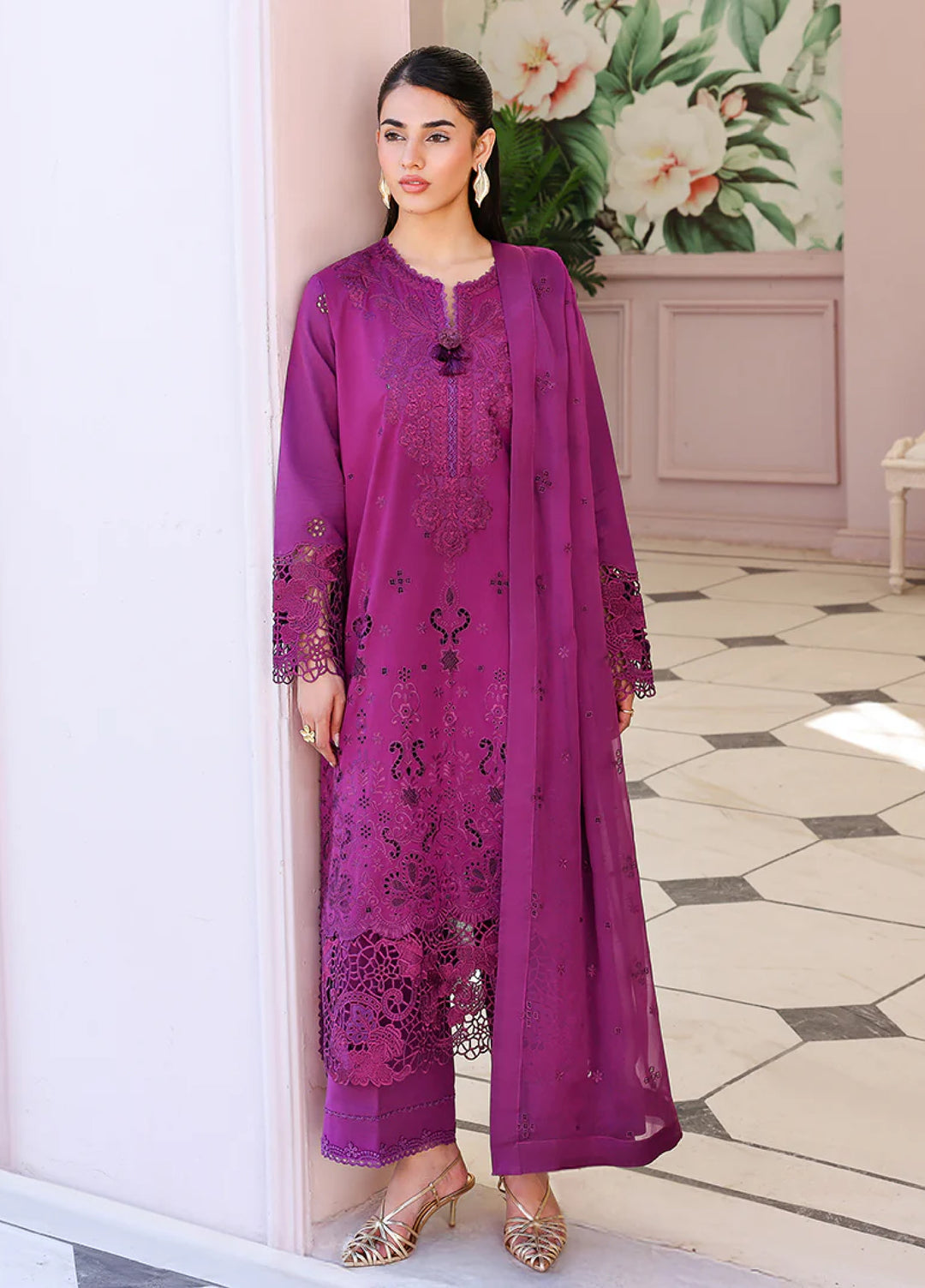 Veil of Summer by Roheenaz Unstitched Embroidered Luxury Lawn 3 Piece Suit RN26UVS 408 ELAN BLOOM - Eid Collection