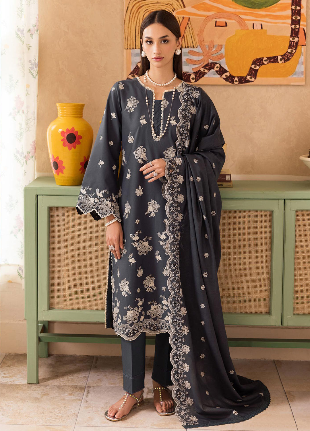 Nissa by Rajbari Unstitched Chikankari Embroidered Lawn 3 Piece Suit RB26UNCL D-1 - Summer Collection