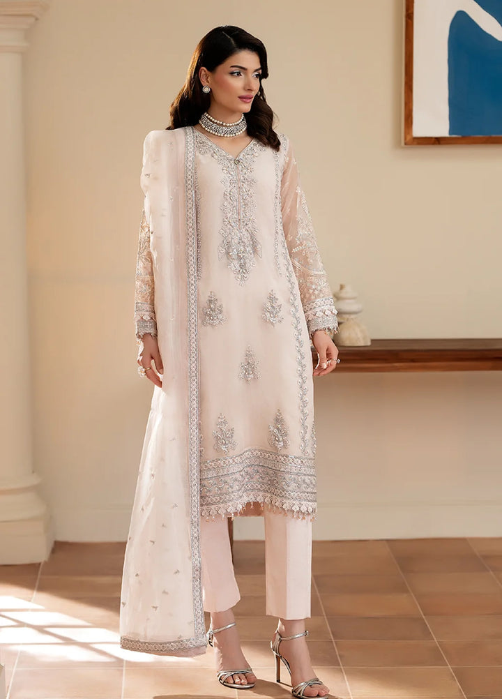 Yashfa Unstitched Hand Work Organza 4 Piece Suit SHANZA - Wedding Collection
