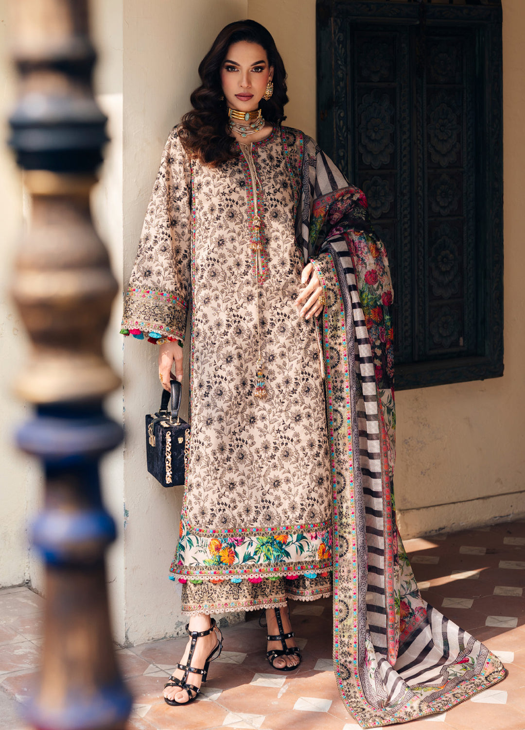 Charizma Unstitched Embroidered Luxury Lawn 3 Piece Suit CHR26ULL ED6-01 - Eid Collection