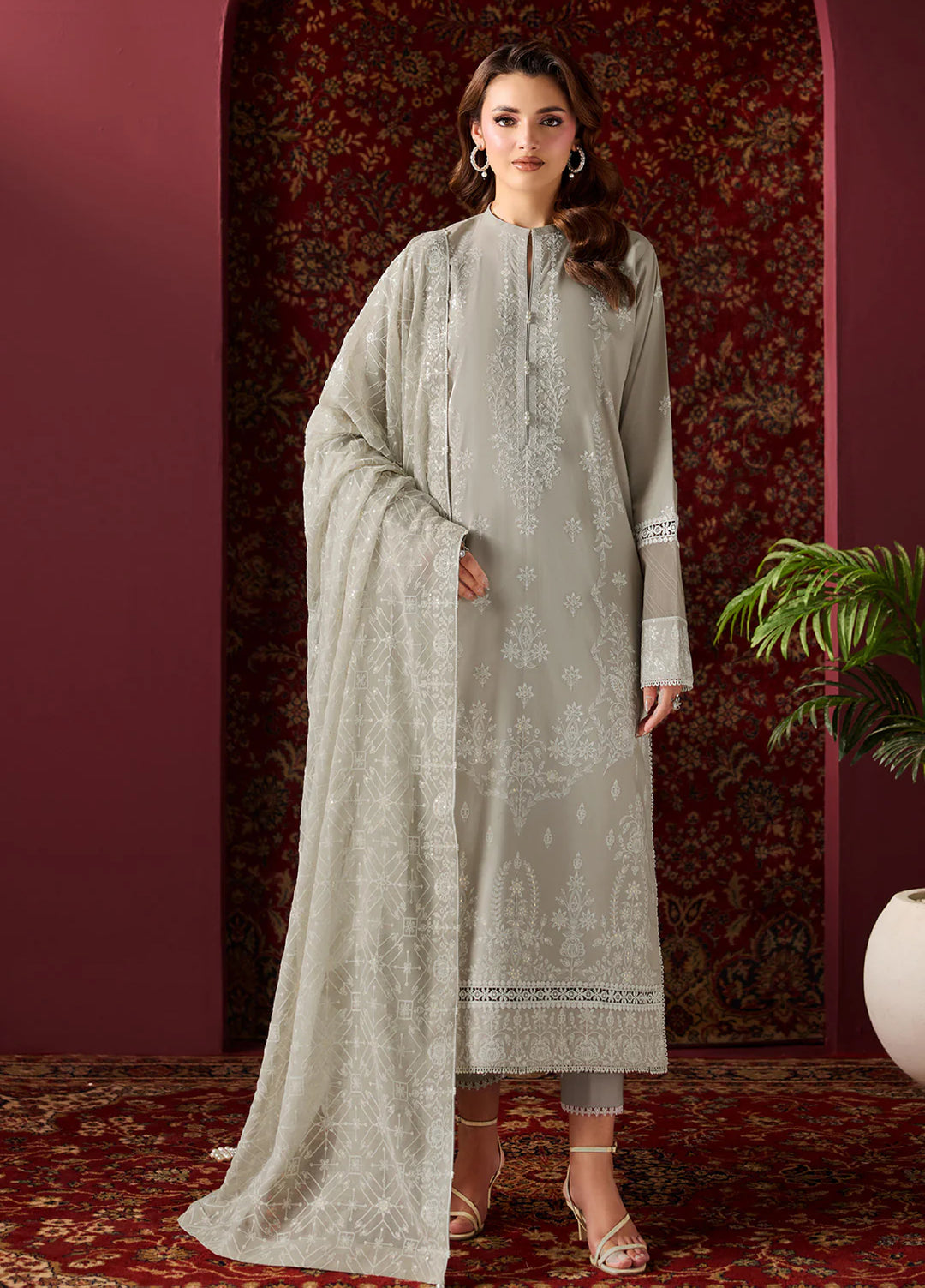 Alizeh Fashion Unstitched Embroidered Lawn 3 Piece Suit AF26ULE AF-EL-7060-SLATE - Summer Collection