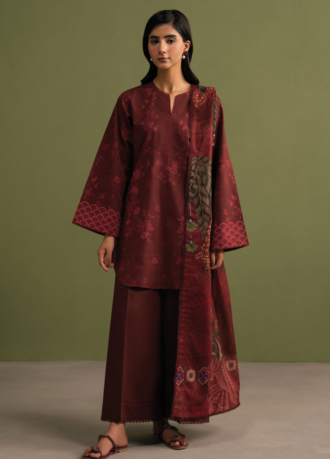 Seran Essentials Unstitched Printed Lawn 3 Piece Suit SN26UEL Arven D-02 - Summer Collection