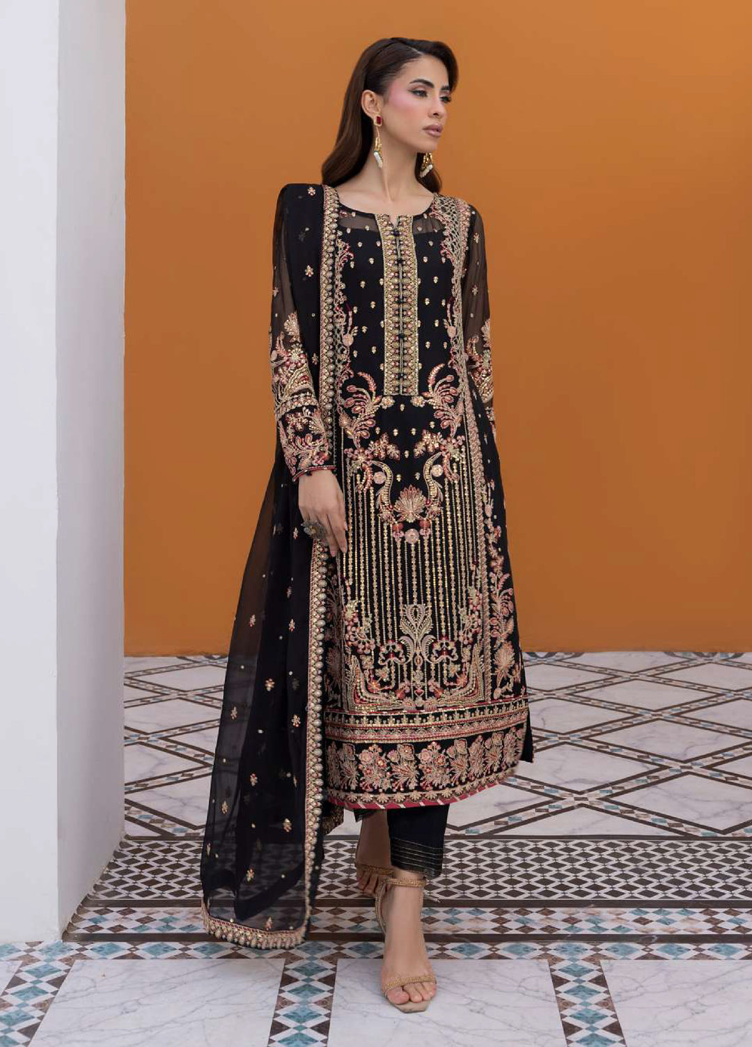 Maeri by Gulaal Unstitched Embroidered Chiffon 4 Piece Suit GL26UMC Soir D-43 - Festive Collection