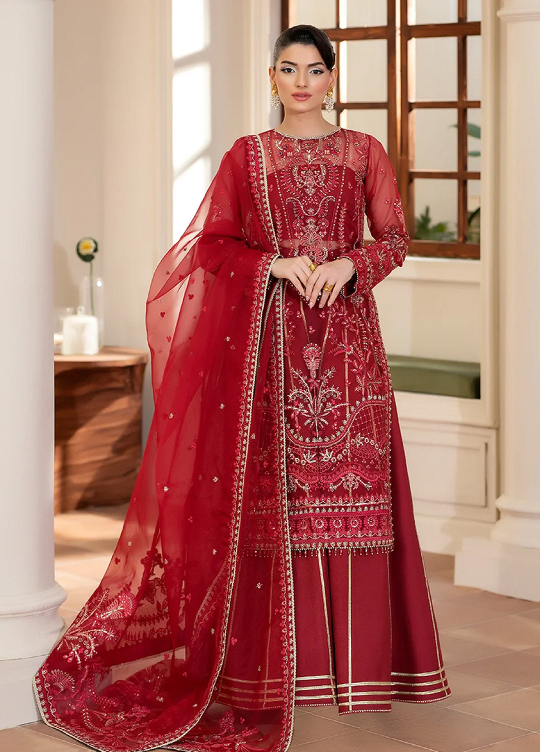Yashfa Unstitched Hand Work Organza 4 Piece Suit BANUKSHA - Wedding Collection