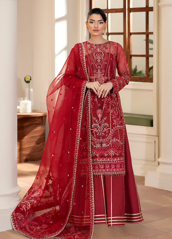 Yashfa Unstitched Hand Work Organza 4 Piece Suit BANUKSHA - Wedding Collection