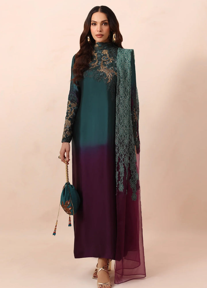 Eterna by Musferah Saad Pret Embroidered Tissue Silk 2 Piece Emerald Dusk - Festive Collection