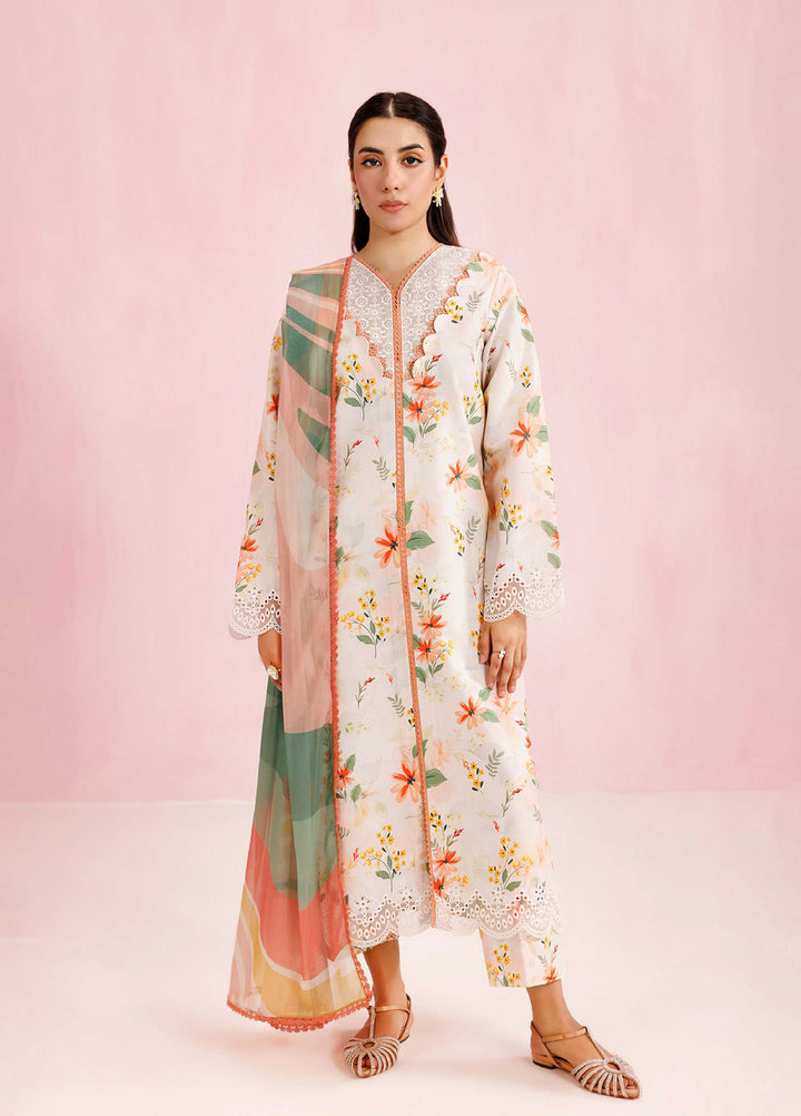 Farasha Unstitched Embroidered Lawn 3 Piece Suit FSH26UL D-10 Ivory Aura - Summer Collection