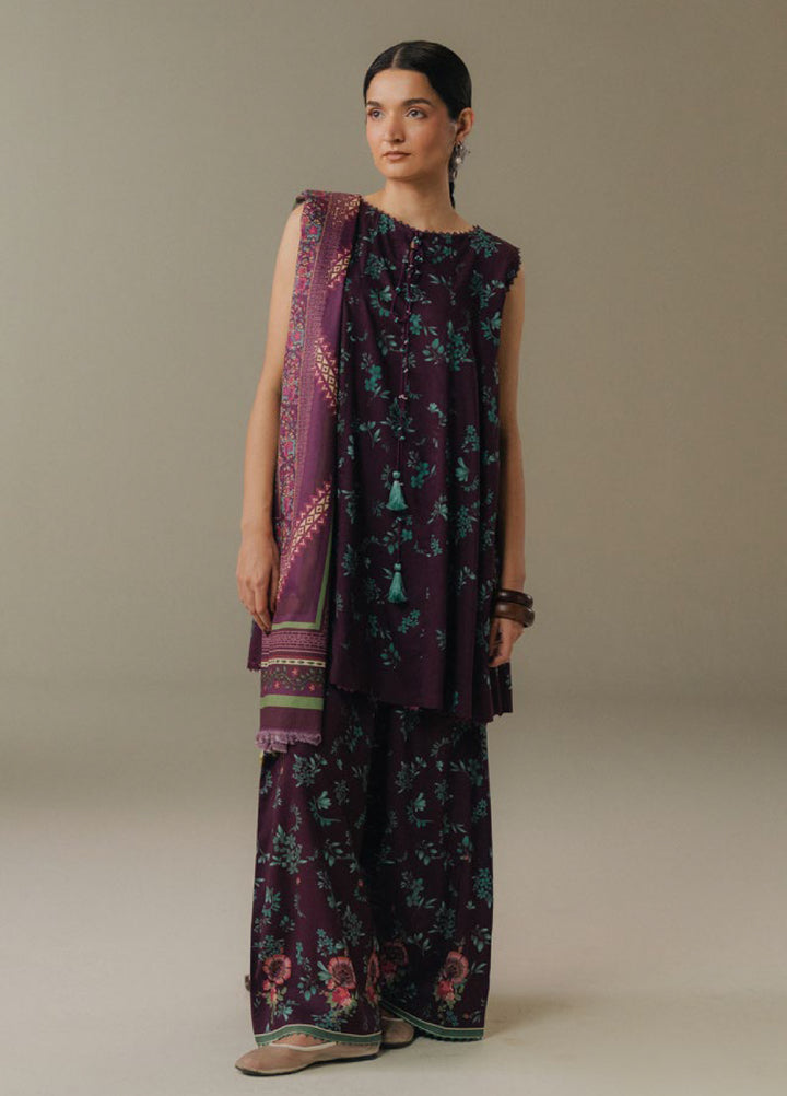 Coco by Zara Shahjahan Prints Unstitched Linen Suits 3 Piece CZS25PW Wild Fern D-2B - Winter Collection