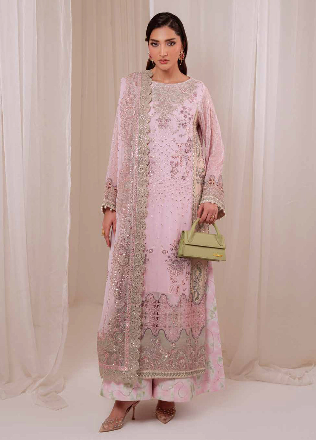 Omara By Nureh Unstitched Embroidered Chiffon 3 Piece Suit NU26OUF NEL- 94 - Festive Collection