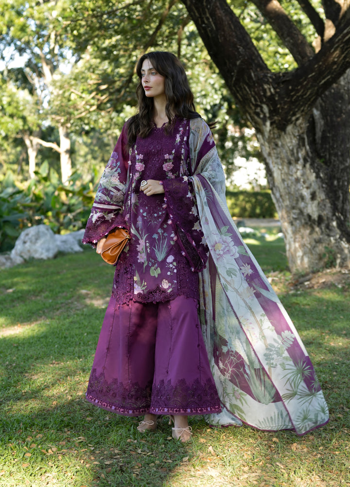 Signature by Elaf Premium Unstitched Embroidered Lawn 3 Piece Suit EL26USP ESA-5B DARLING PLUM - Summer Collection